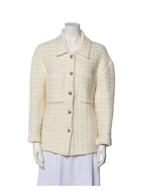 Maje Cream Bouclé Button-Front Jacket